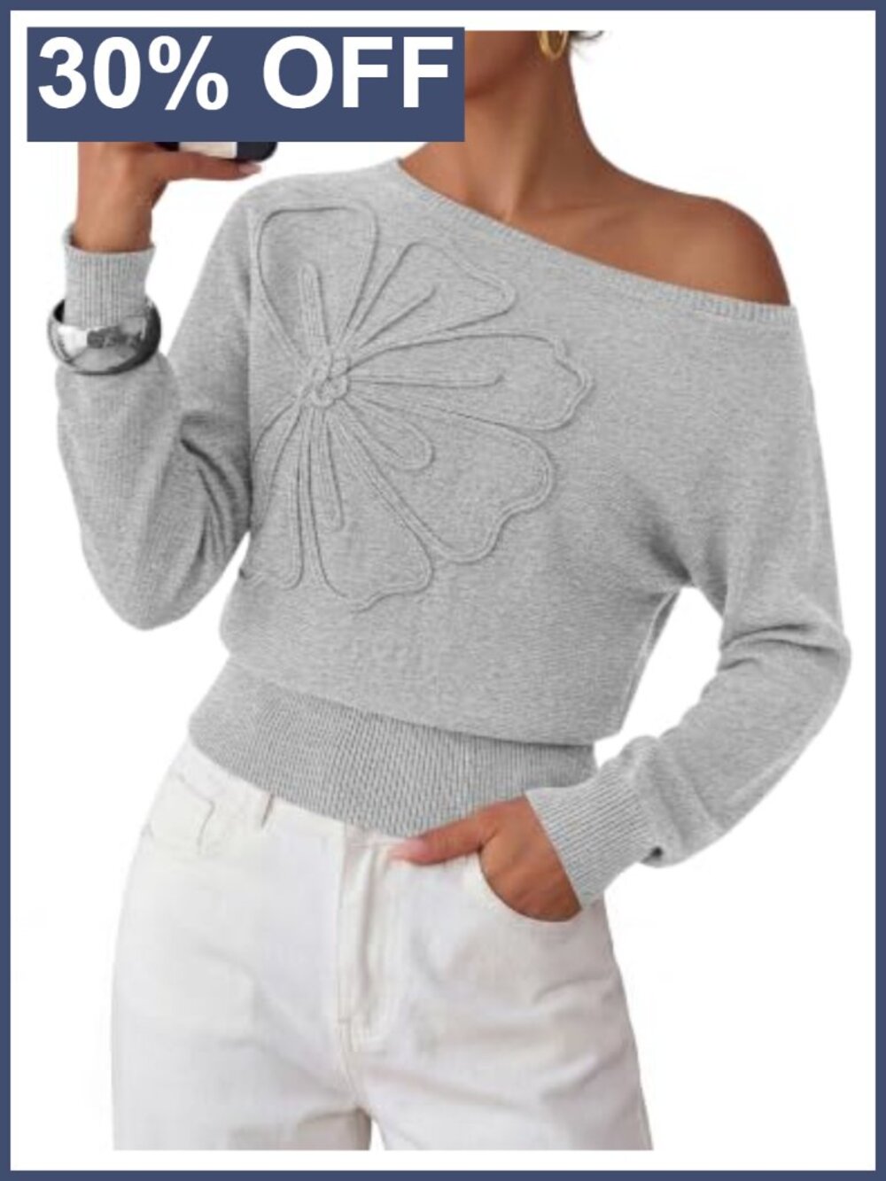 PRETTYGARDEN Off The Shoulder Sweater Pullover Women's Long Sleeve